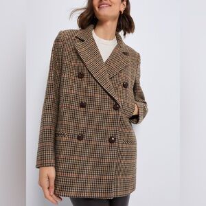 Houndstooth Wool Tweed Kensington Coat